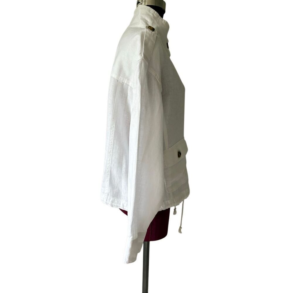 Talbots WASHED LINEN JACKET size L White Button Front - Picture 9 of 9